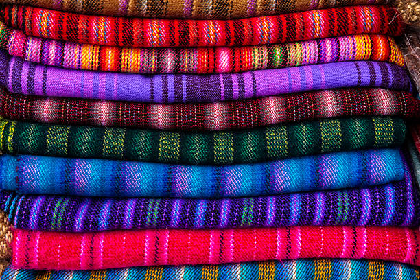 istock Colorful Peruvian fabrics for sale, Cuzco market, Peru 515778616