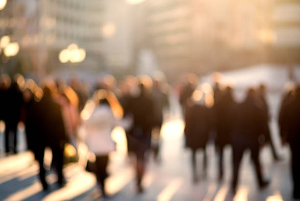 istock blur abstract people background, unrecognizable silhouettes of p 515778868