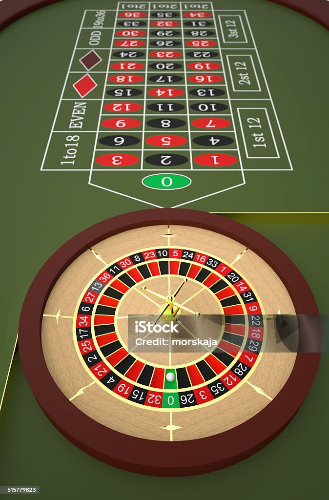 Roulette Roulette table in a casino. High resolution 3D render Addiction Stock Photo