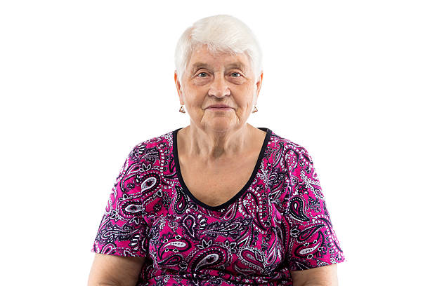 istock Welcoming elderly lady with white hair 515779832