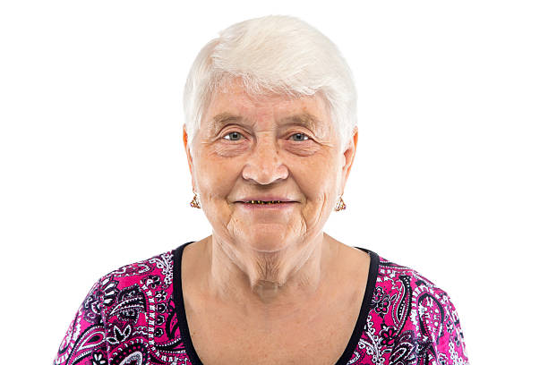 istock Smiling elderly woman with white hair 515780012