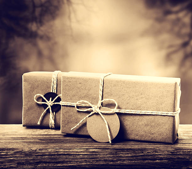 istock Handmade gift boxes in sepia tone 515782271