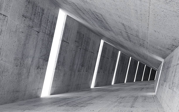 istock Empty abstract concrete interior, 3d render of pitched tunnel 515783053