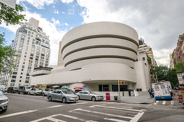 New York, USA - July 17, 2014. People near the famous Solomon R. Guggenheim Museum of modern and contemporary art.