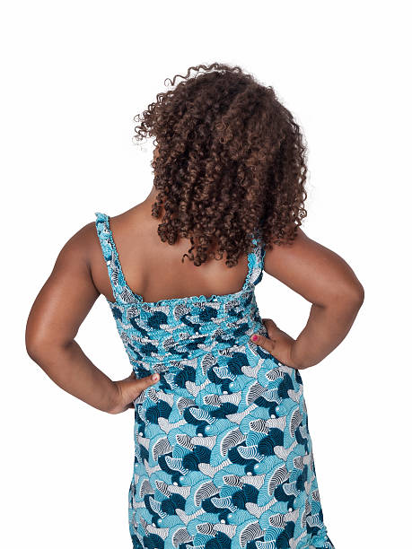 Little Ghanaian - Canadian Girl from behind stock photo