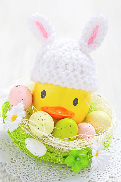 istock Easter decoration with little duck and eggs 515786452