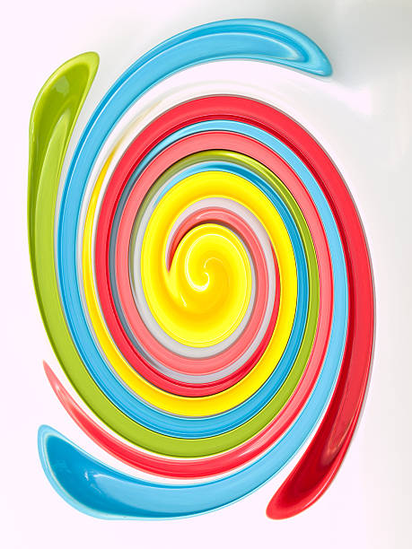 istock Light blue, green, yellow and pink twirling abstract background 515787143