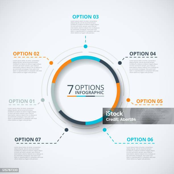 Vector Infographic Design Template Stock Illustration - Download Image Now - Number 7, Infographic, Circle