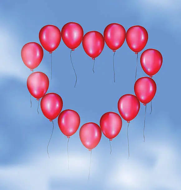 Vector illustration of sky and balloons heart