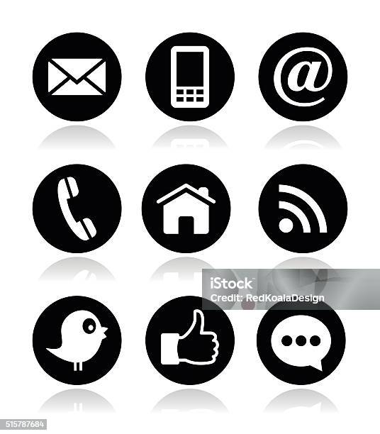 Contact Web Blog And Social Media Round Icons Stock Illustration - Download Image Now - Symbol, Circle, Social Media