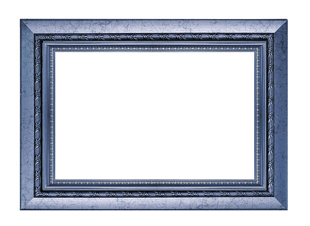 istock Blue wood picture frame on white background. 515788422