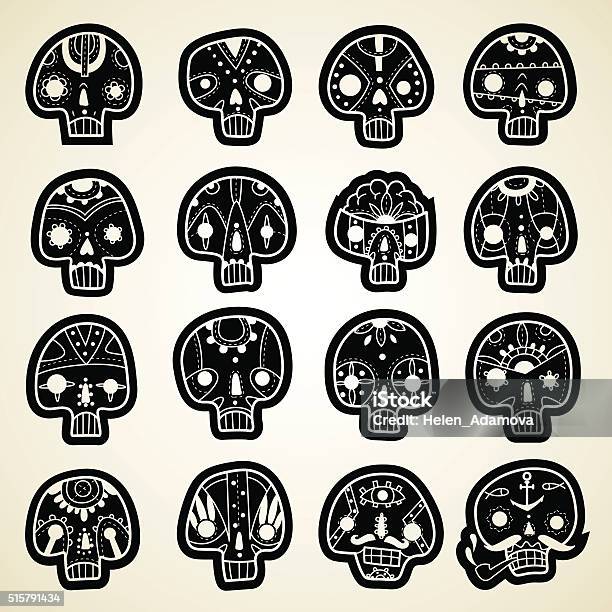 Skull Panel Vector Vector Skulls Set Stock Illustration - Download Image Now - Backgrounds ...