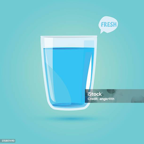 Glass Of Drinking Water Healthy Drink Concept Vector Stock Illustration - Download Image Now
