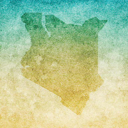 Map of Kenya isolated on realistic grunge canvas texture.