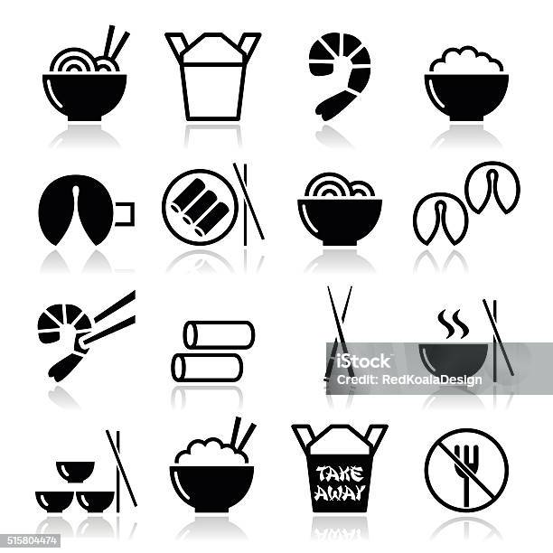 Chinese Take Away Food Icons Stock Illustration - Download Image Now - Rice - Food Staple, Chinese Food, Rice - Cereal Plant