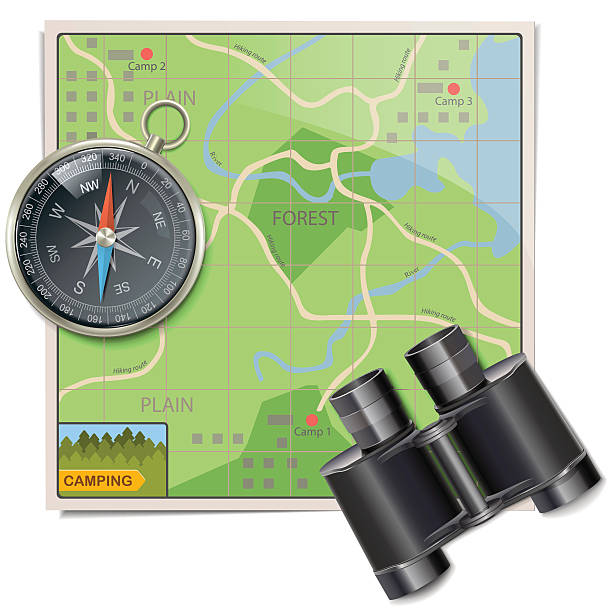 illustrations, cliparts, dessins animés et icônes de carte de vecteur de camping - discovery binoculars boy scout searching