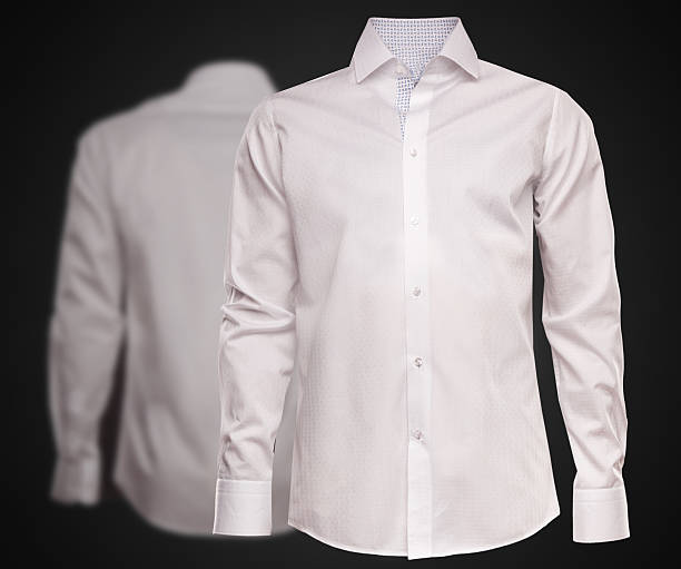 lujo camisa blanca sobre fondo oscuro. ropa de hombre de negocios - lapel suit jacket necktie fotografías e imágenes de stock