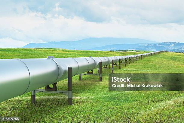 Oil Pipeline In Green Landscape Stock Photo - Download Image Now - Natural Gas, Pipeline, Gas