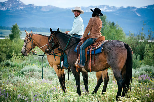 istock Couple horse riding, Montana 515809813