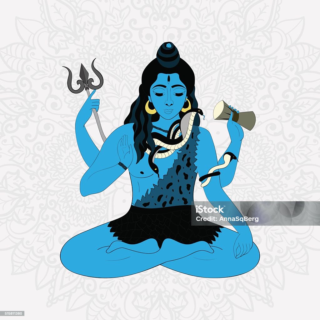 Illustration Of Indian Supreme God Lord Shiva Sitting In ...