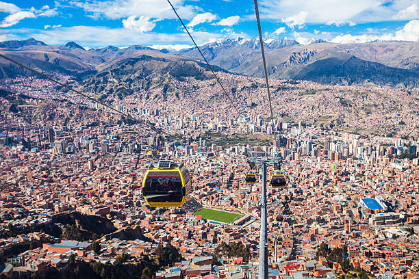 кабель автомобиль, ла-пас - ski lift overhead cable car gondola mountain стоковые фото и изображения