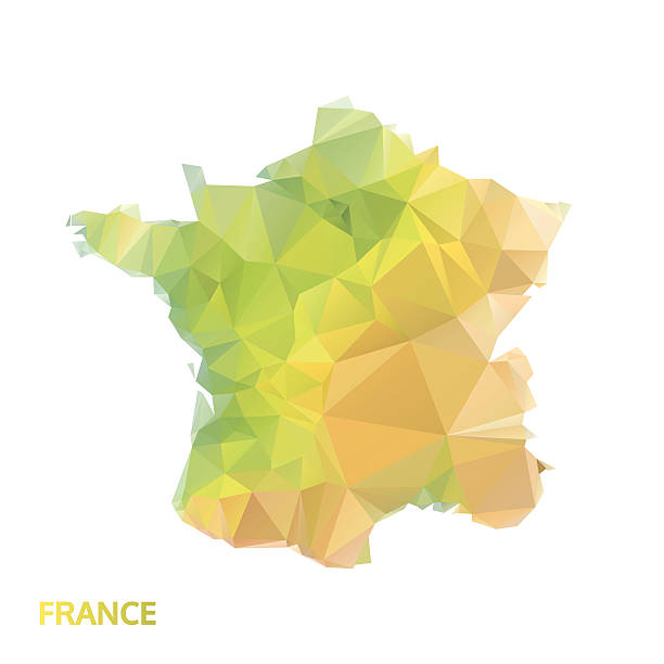 abstract polygonal france map, poly low isolated vector abstract polygonal france map, poly low isolated vector territorial stock illustrations