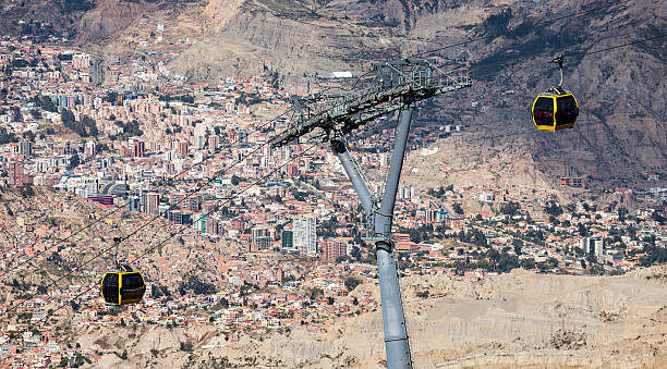 кабель автомобиль, ла-пас - ski lift overhead cable car gondola mountain стоковые фото и изображения