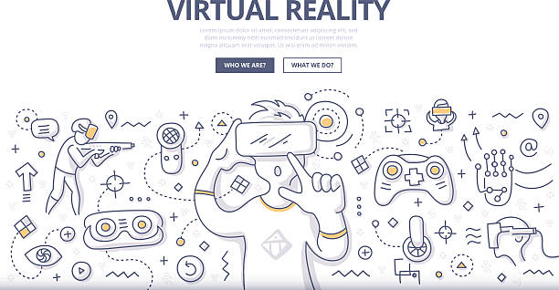 Sarrabisco conceito de realidade Virtual - ilustração de arte vetorial