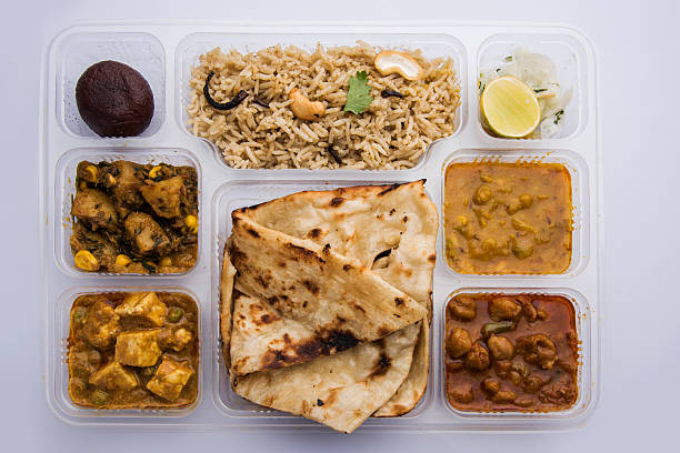 istock Indian vegetarian thali, Indian Thali parcel, indian take home food 515812572