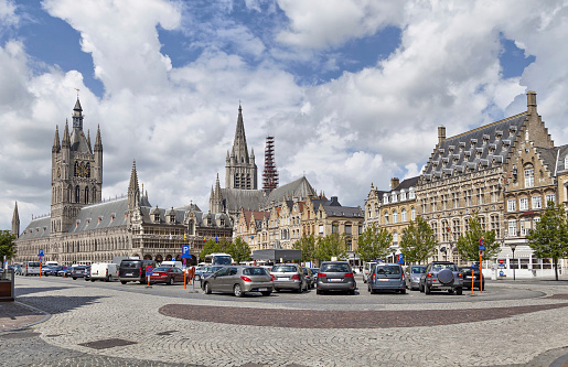 Panorama of Grote Markt square in Ypres