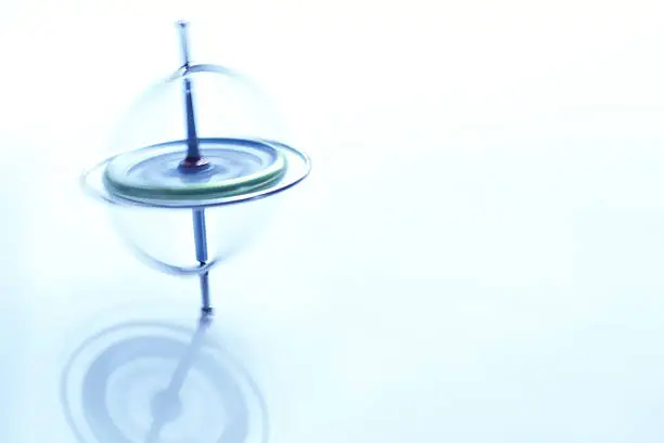 A spinning gyroscope.