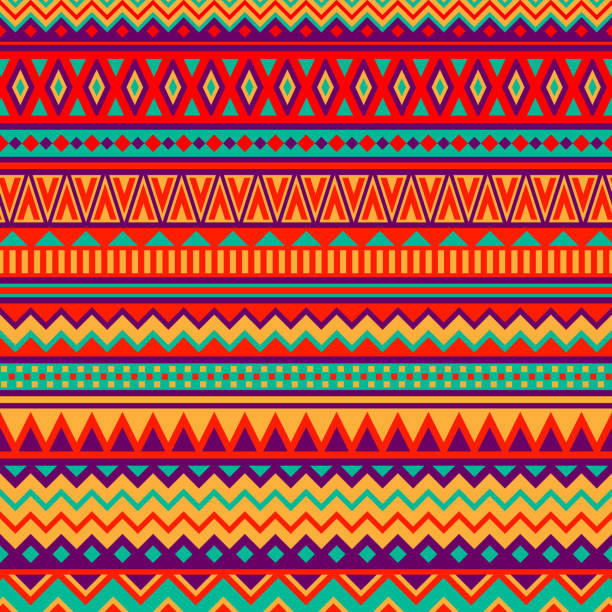 mexické lidové umělecké vzory - domorodé obyvatelstvo etnikum stock ilustrace