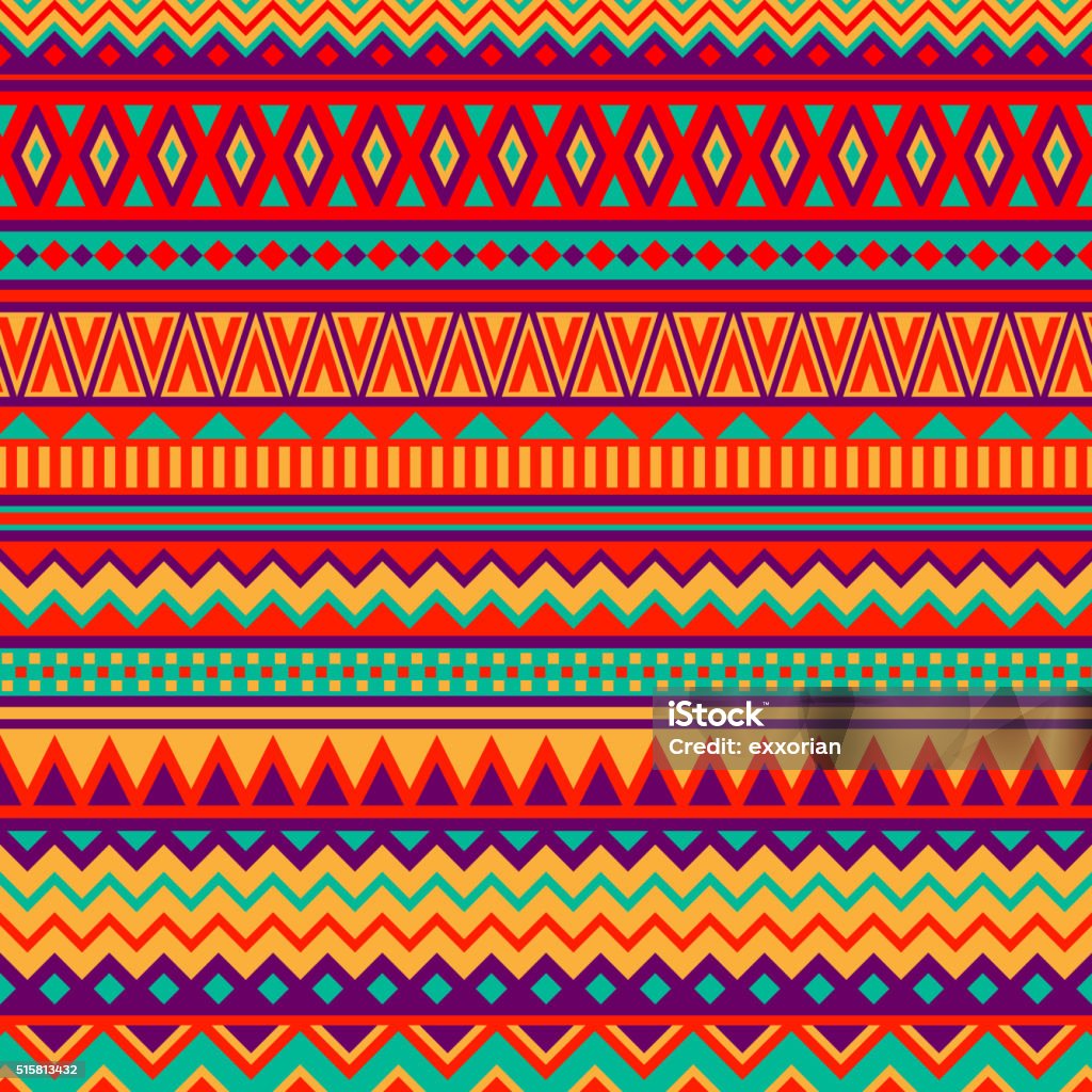 Mexican Folk Art Patterns Various strips motifs, colorful mexican fabric pattern. Pattern stock vector