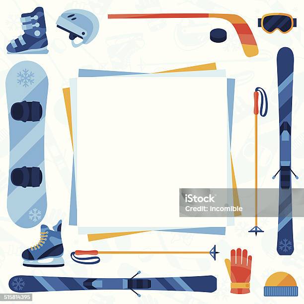 Winter Sports Background With Equipment Flat Icons Stock Illustration - Download Image Now