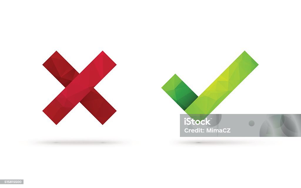 check and x mark gren red Asking stock vector
