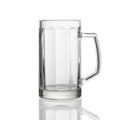 Eempty beer glass isolated on white background- clipping path