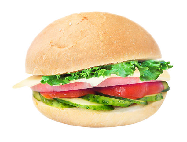 Sandwich burger closeup isolated. Fastfood meal. Sandwich hot dog burger closeup isolated on white.Fast food meal. sandwich new hampshire stock pictures, royalty-free photos & images