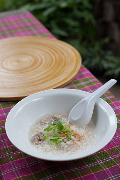 Thai rice soup stock photo