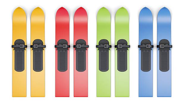 istock Set of colored skis on a white background. 3d rendering 515829112