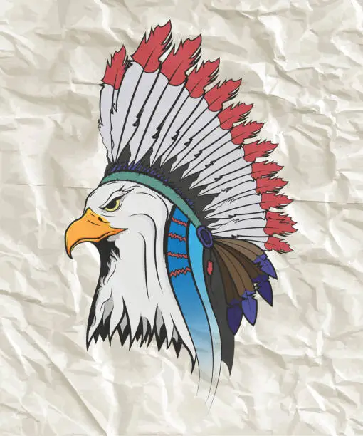 Vector illustration of Eagle in a national Indian hat.