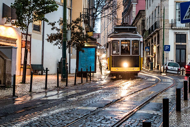 istock tram tranvia lisboa lisbon blank rain reflection light flare 515832686