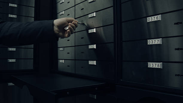 Opens one of safety deposit box stock photo