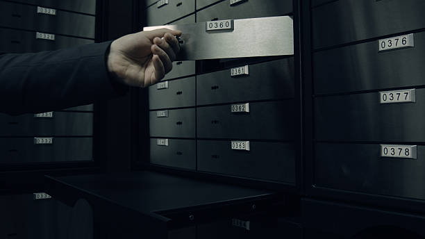istock Security opens one of safety deposit box 515834614