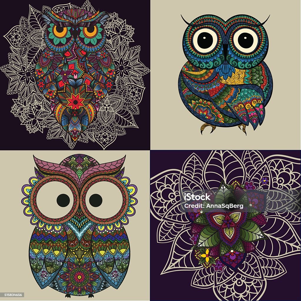 Ilustración de Conjunto De Búhos Con Mandala Flores Decorativas Y Patrones De Búho y más Vectores Libres de Derechos de Abstracto - iStock Ilustración de Conjunto De Búhos Con Mandala Flores Decorativas Y Patrones De Búho y más Vectores Libres de Derechos de Abstracto - iStock