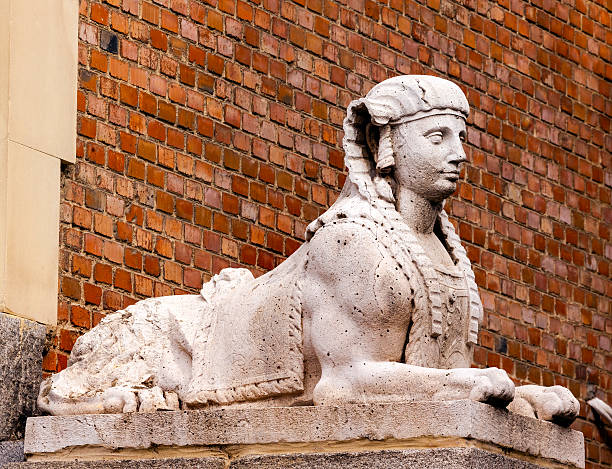 istock Egyptian Sphinx Stone Statue Retro Park Madrid Spain 515836437