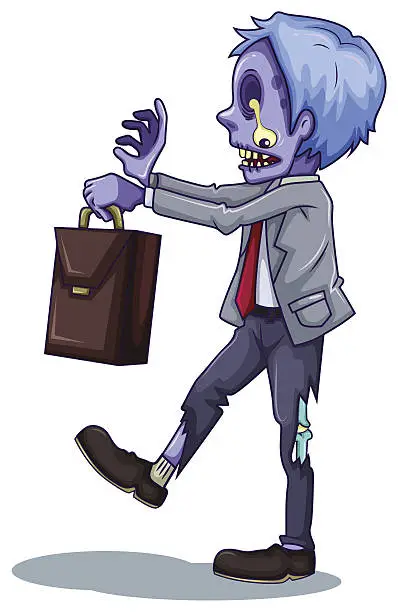Vector illustration of An office worker zombie