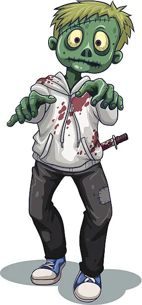 Vector illustration of Scary male zombie