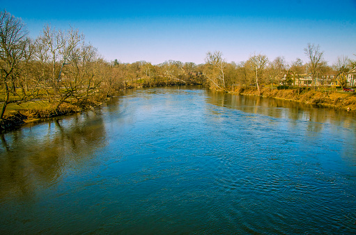 A look at the St. Joseph's River that runs through the city of South Bend in Indiana.  