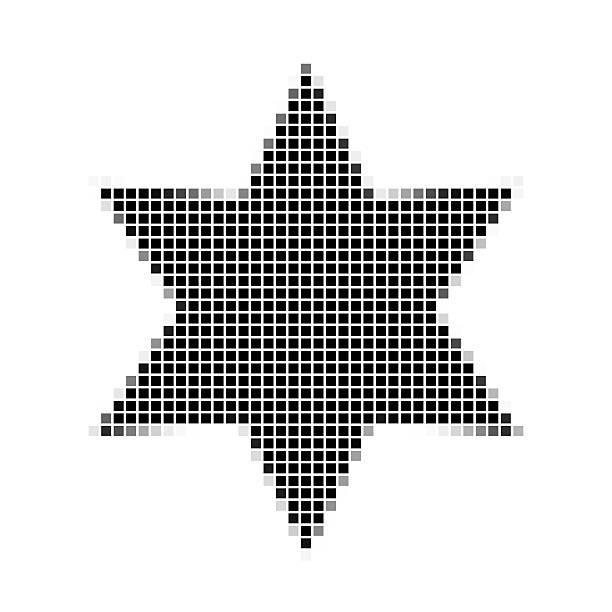Six pointed star, hexagon. The simple geometric pattern of black squares with shadowed frame. Set of dot patterns. Halftone pattern for the posters, banners, leaflets, flayers, presentations,