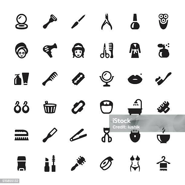 Beauty Product And Spa Vector Symbols And Icons Stock Illustration - Download Image Now - Beauty, Beauty Spa, Symbol